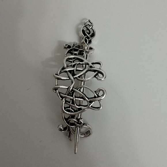 New Celtic Silver-tone Hairpin Stickpin Barrett - Picture 6 of 8